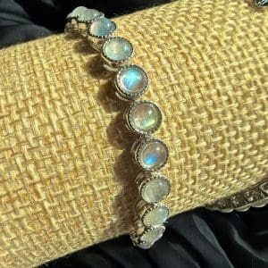 Labradoriet - 925 sterling zilveren armband met karabijn slot