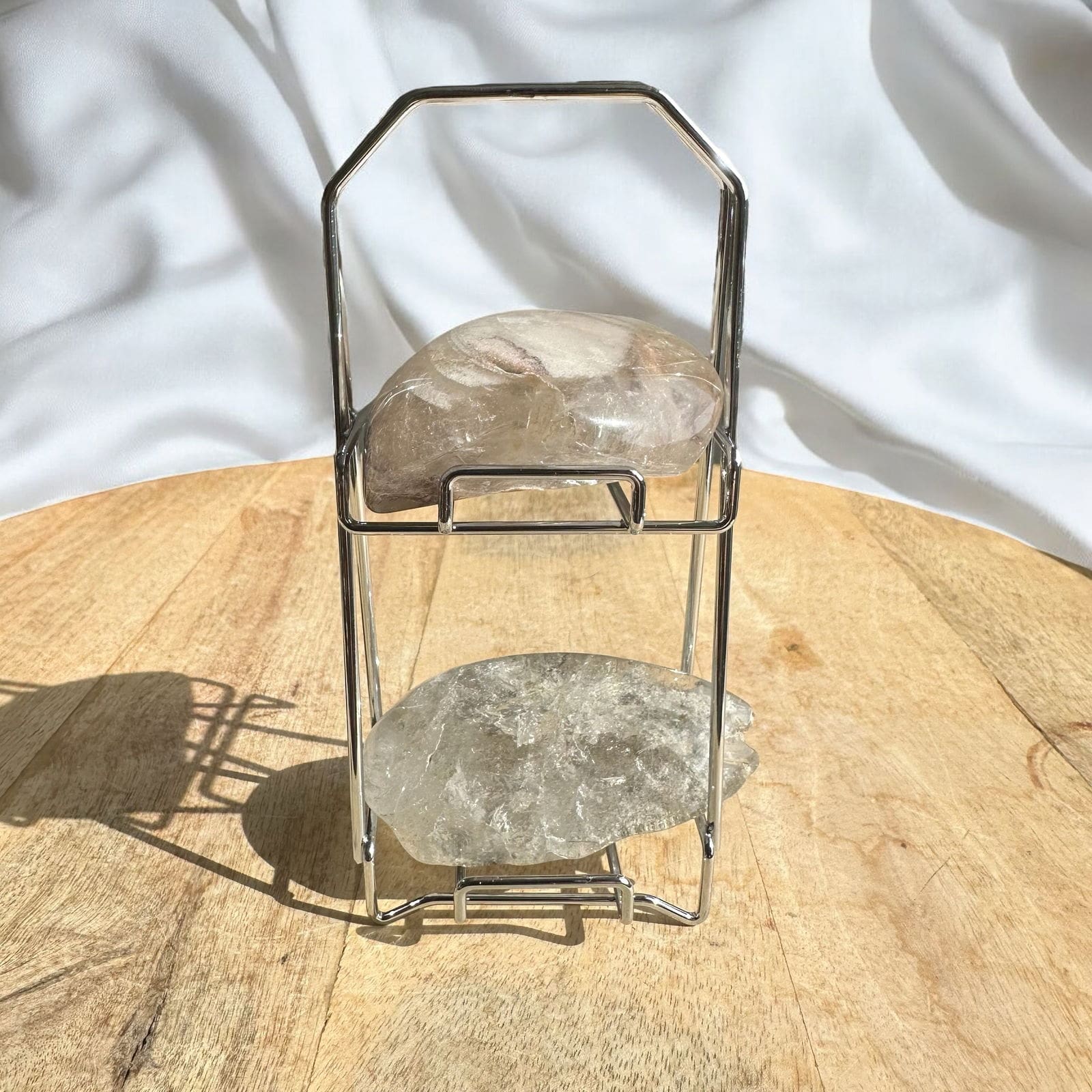 Metalen edelsteen houder - 2 verdiepingen - Zilver - Afbeelding 2