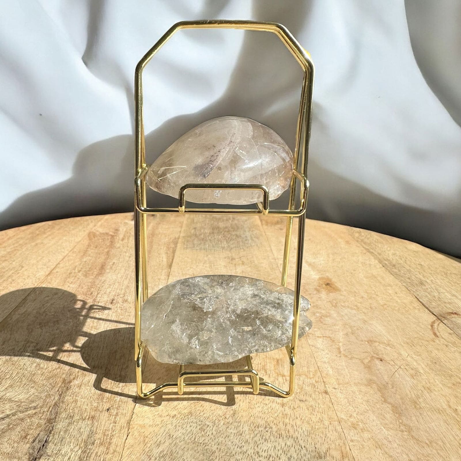 Metalen edelsteen houder - 2 verdiepingen - Goud - Afbeelding 2