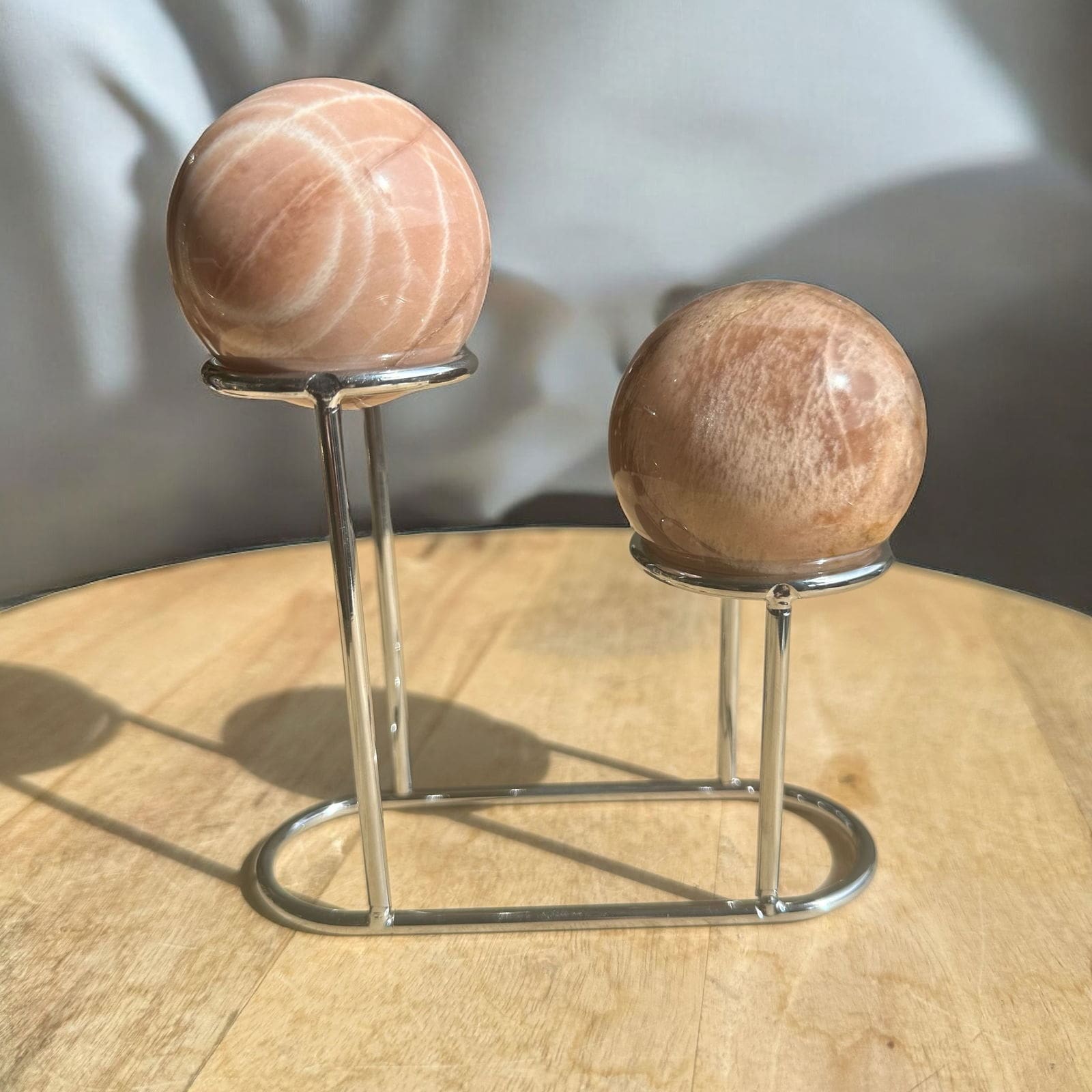 Metalen bolhouder - 2 bollen - Zilver - Afbeelding 2