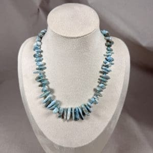 Larimar chip ketting met karabijn slot - 925 zilver
