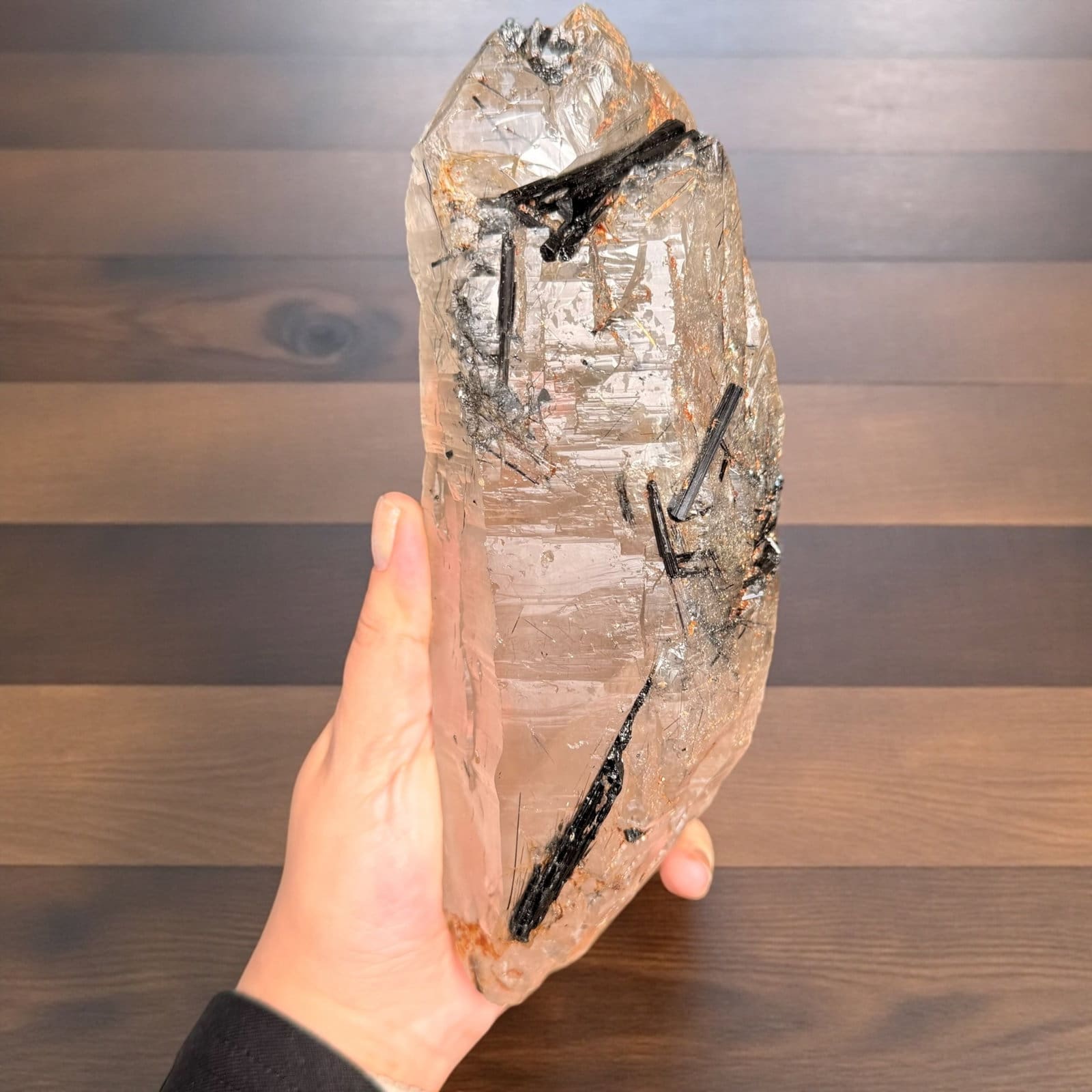 STATEMENT PIECE! Zwarte toermalijnkwarts / rookkwarts dubbeleinder