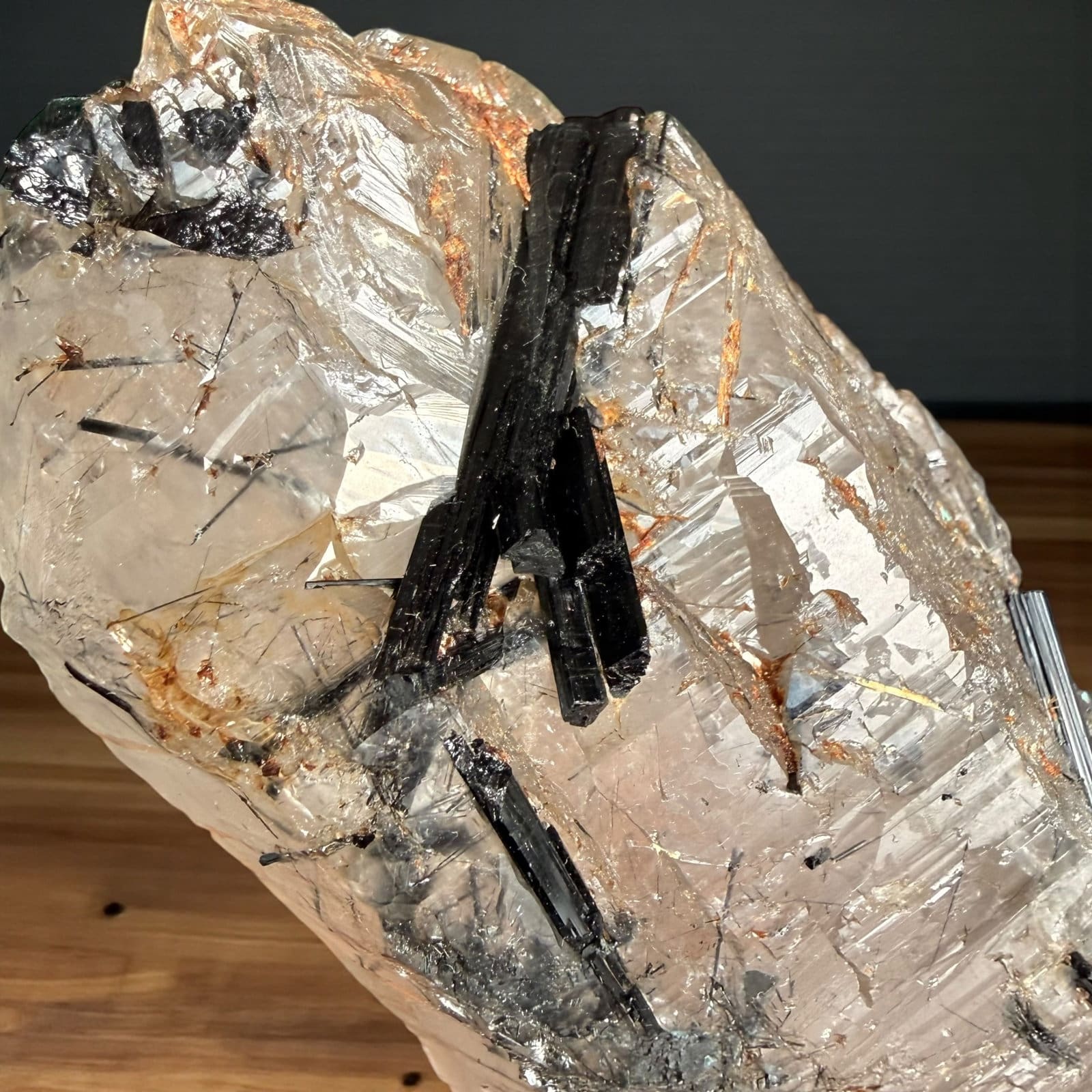 STATEMENT PIECE! Zwarte toermalijnkwarts / rookkwarts dubbeleinder - Afbeelding 2