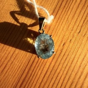 Goldplated 925 zilveren hanger - Aquamarijn - 1