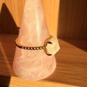 Alternative view of Goldplated 925 zilveren ring – 85 - Regenboog Maansteen