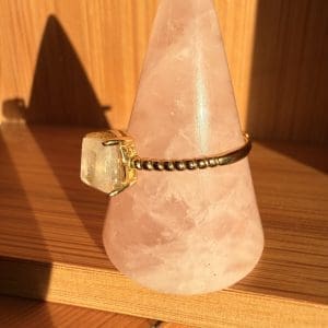 Alternative view of Goldplated 925 zilveren ring – 86 - Regenboog Maansteen