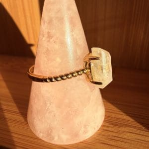 Alternative view of Goldplated 925 zilveren ring – 88 - Regenboog Maansteen