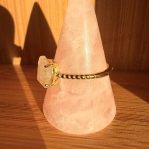 Alternative view of Goldplated 925 zilveren ring – 89 - Regenboog Maansteen