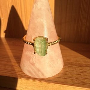 Goldplated 925 zilveren ring – 98 - groene Toermalijn