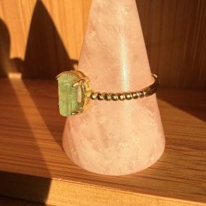 Alternative view of Goldplated 925 zilveren ring – 98 - groene Toermalijn