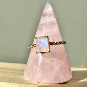 925 sterling zilveren ring met goldplating – 101 - Maansteen