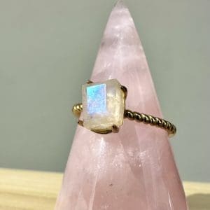 925 sterling zilveren ring met goldplating – 102 - Maansteen