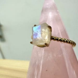Alternative view of 925 sterling zilveren ring met goldplating – 102 - Maansteen