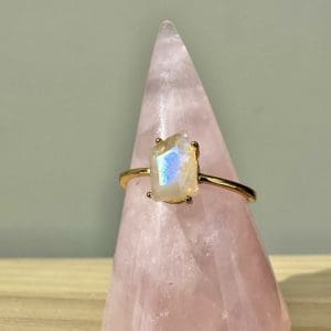 925 sterling zilveren ring met goldplating – 103 - Maansteen
