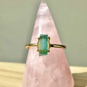 925 sterling zilveren ring met goldplating – 104 - Blauwe Toermalijn