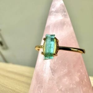 Alternative view of 925 sterling zilveren ring met goldplating – 104 - Blauwe Toermalijn