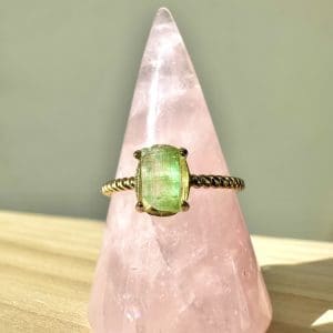 925 sterling zilveren ring met goldplating – 106 - Groene Toermalijn
