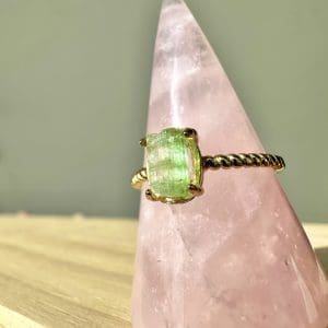 Alternative view of 925 sterling zilveren ring met goldplating – 106 - Groene Toermalijn