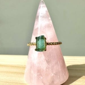 925 sterling zilveren ring met goldplating – 107 - Blauwe Toermalijn