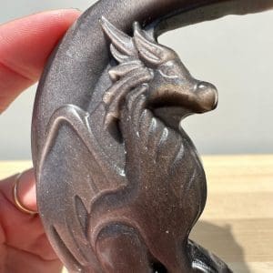 Alternative view of Silver sheet obsidaan - draak carving